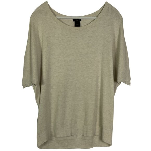 Ann Taylor Factory Sweaters - Ann Taylor Factory Short-sleeve Tan Sweater, size Large, 60% Cotton, 20% Rayon,